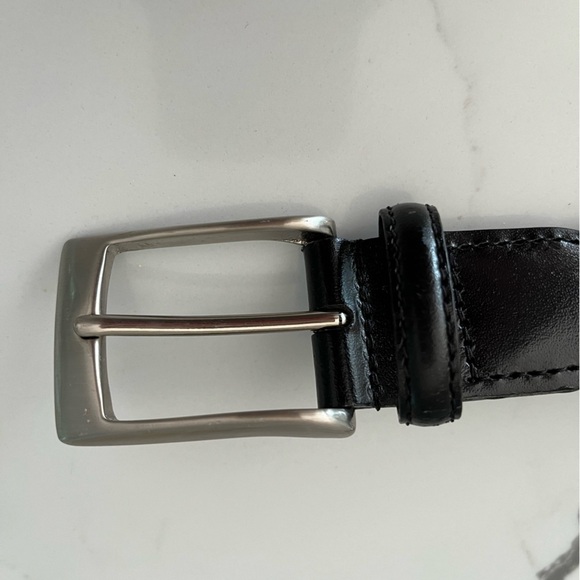 New! 100% Black Leather Braided Belt Size 36 Matte Silvertone Hardware Western - Picture 5 of 9